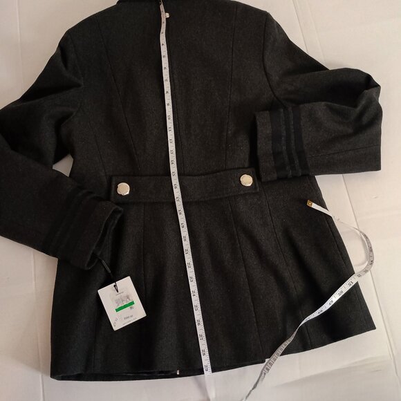 Calvin Klein Military Wool Blend Double Breasted Jacket Green Women's L NWT Flaw - Picture 12 of 14